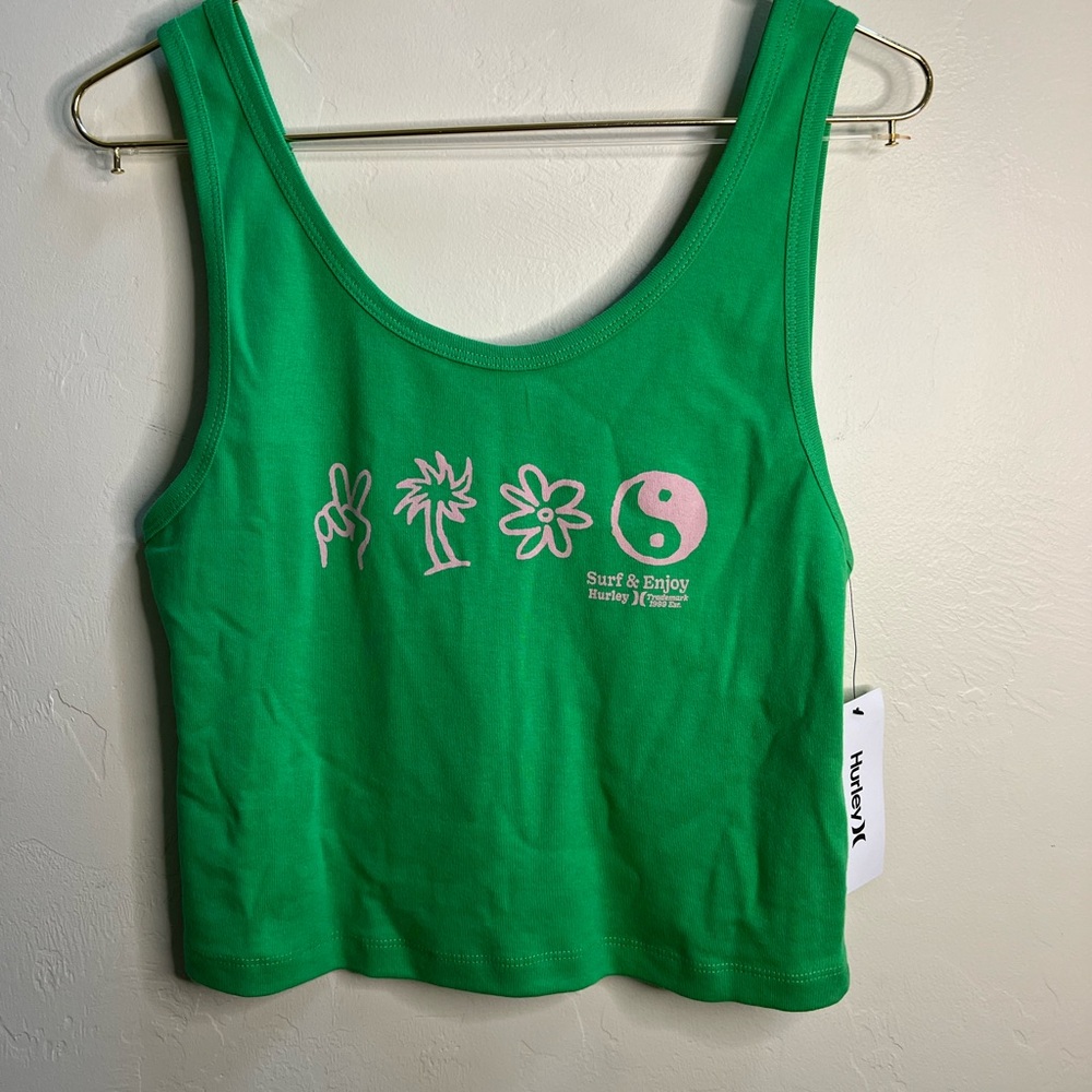 Hurley Vibrant Green‎ crop Tank Top large